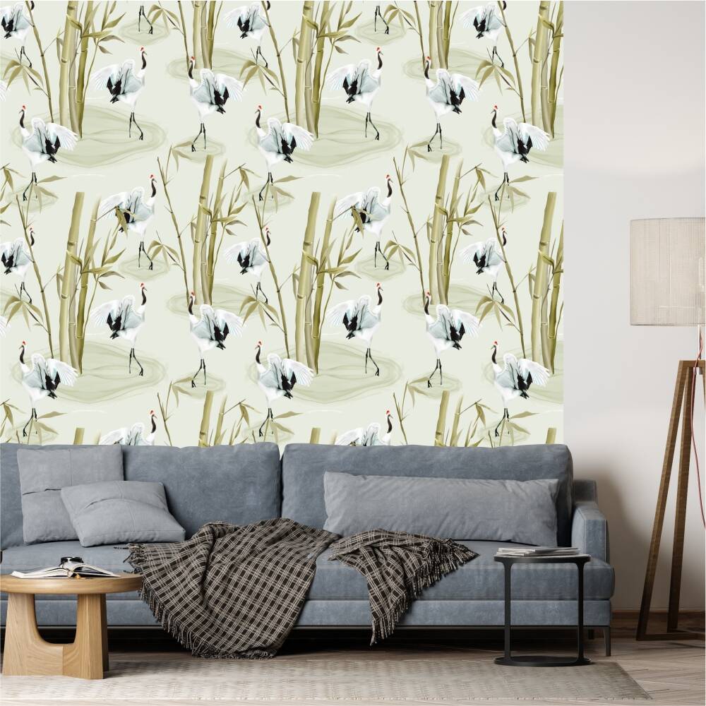 Tapeta na ścianę Czaple, bambusy 0264