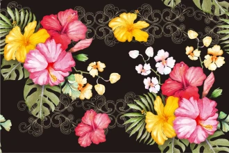 Tapeta na ścianę Hibiscus, kolorowe kwiaty 0344