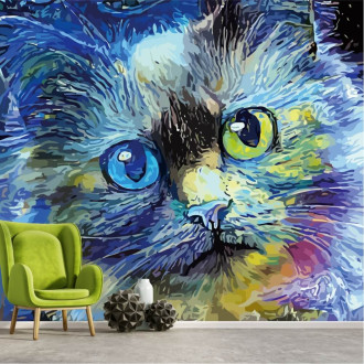 Tapeta na ścianę Portret kota w stylu malarstwa van Gogha 0467