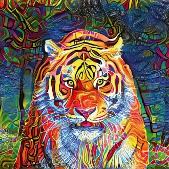 Tapeta na ścianę Tygrys, kolorowy, abstrakcyjny wzór 0474