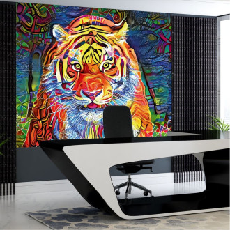 Tapeta na ścianę Tygrys, kolorowy, abstrakcyjny wzór 0474
