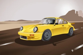 Tapeta na ścianę Żółte klasyczne auto sportowe 0354