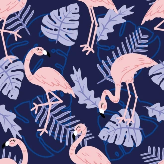Tapeta Różowe flamingi, liście 0146