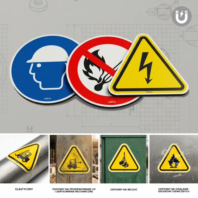 Znak magnetyczny zabezpieczony matowym laminatem UV